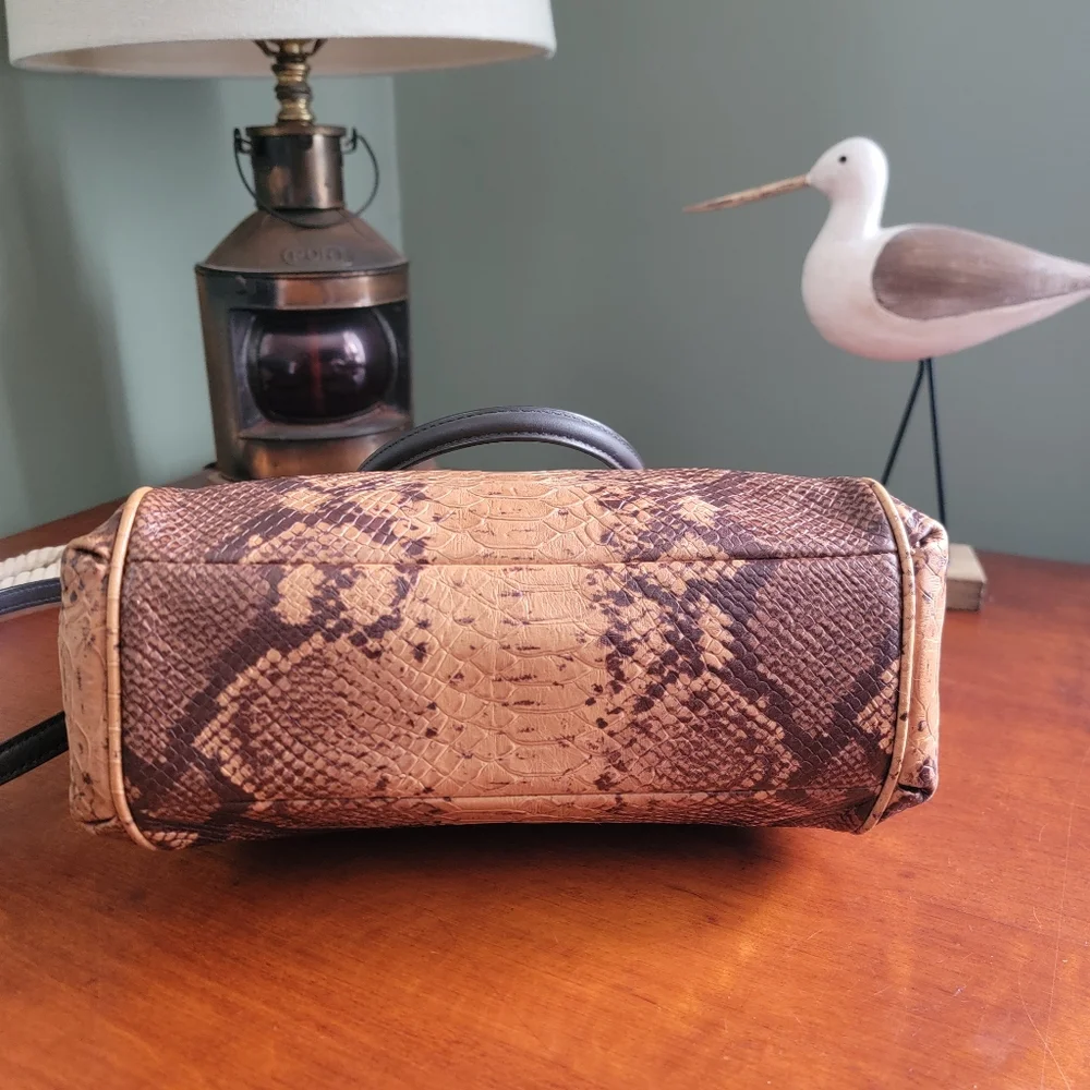 Coach F35271 Minetta Satchel Python Embossed Leather Tan Brown Crossbody Bag
